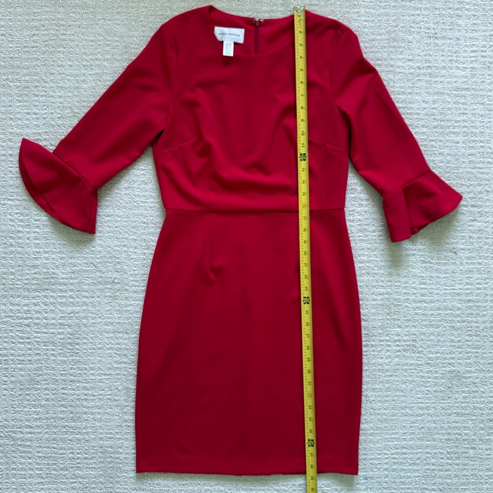 DONNA MORGAN | NWOT Red Bell Sleeve Cocktail Dress Sz 8 - Picture 3 of 8